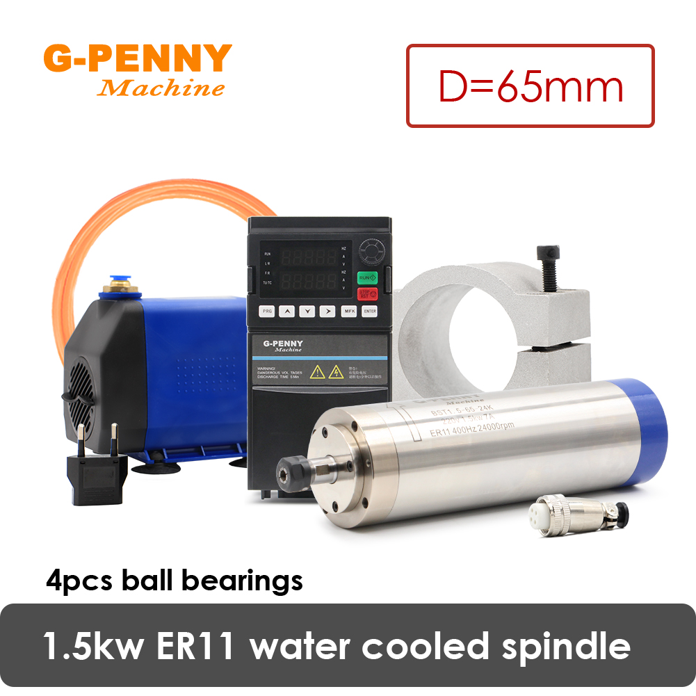 Water Cooled Spindle - G-PENNY 1.5KW ER11 65mm Water Cooled