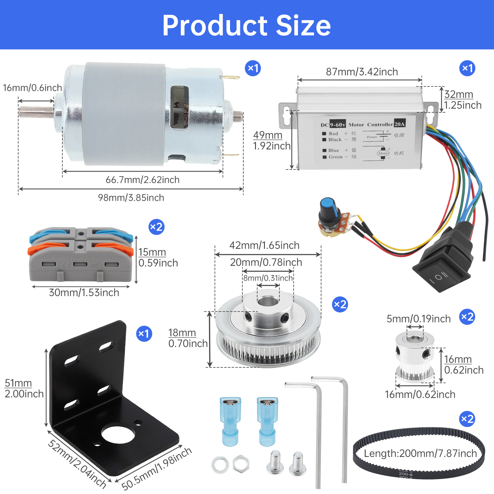 12V-24V 775 Electric DC Motor  - Gt2 Pulley recension och pris