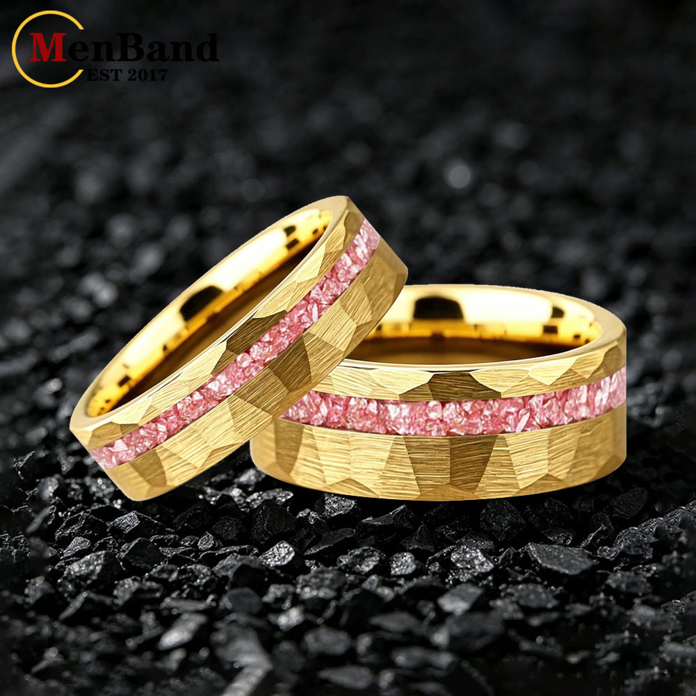 New 6/8mm Gold Hammered Weddin - Coupling 8Mm recension och pris